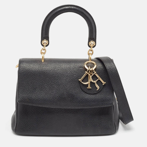 Dior Black Leather Small Be Flap Top Handle Bag
