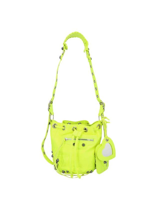 Balenciaga Le Cagol XS Embossed Bucket Bag Green