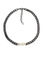 Logo Chain Link Choker Necklace Black Dior
