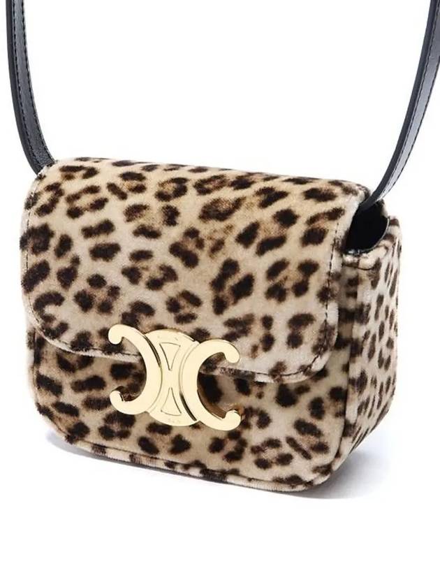 CELINE Mini Claude Leopard Print Velvet Cross Bag