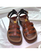 CELINE a Triomphe Gladiator Chunky Sandals Tan