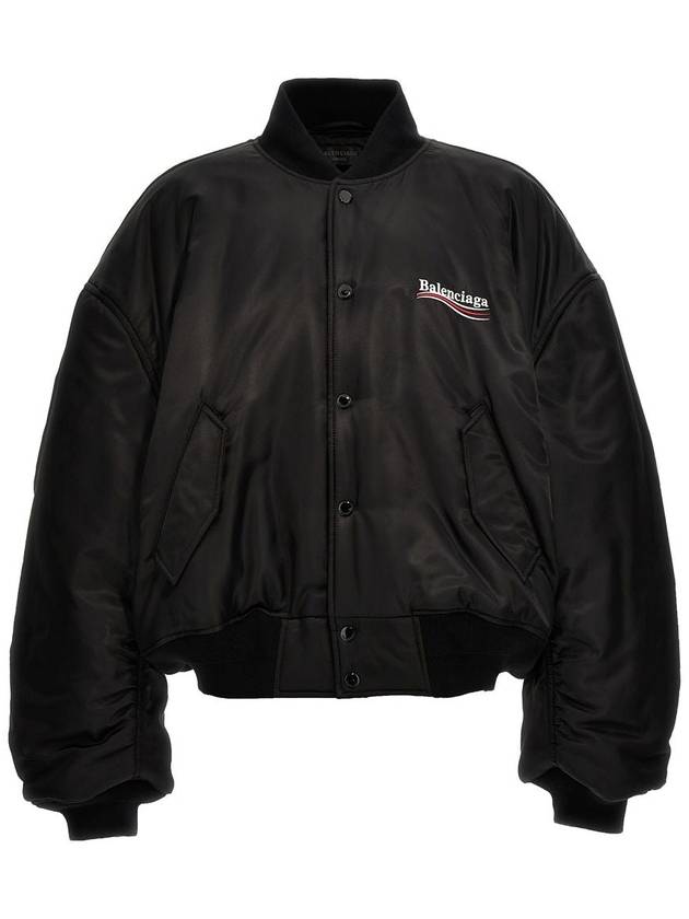 Balenciaga Embroidered Logo Bomber Jacket Black