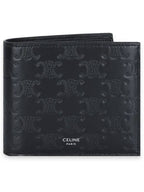 CELINE Triomphe Embossed Calfskin Half Wallet Black