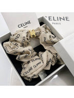 CELINE Rayure Bracelet Slik Scrunchy Gold White