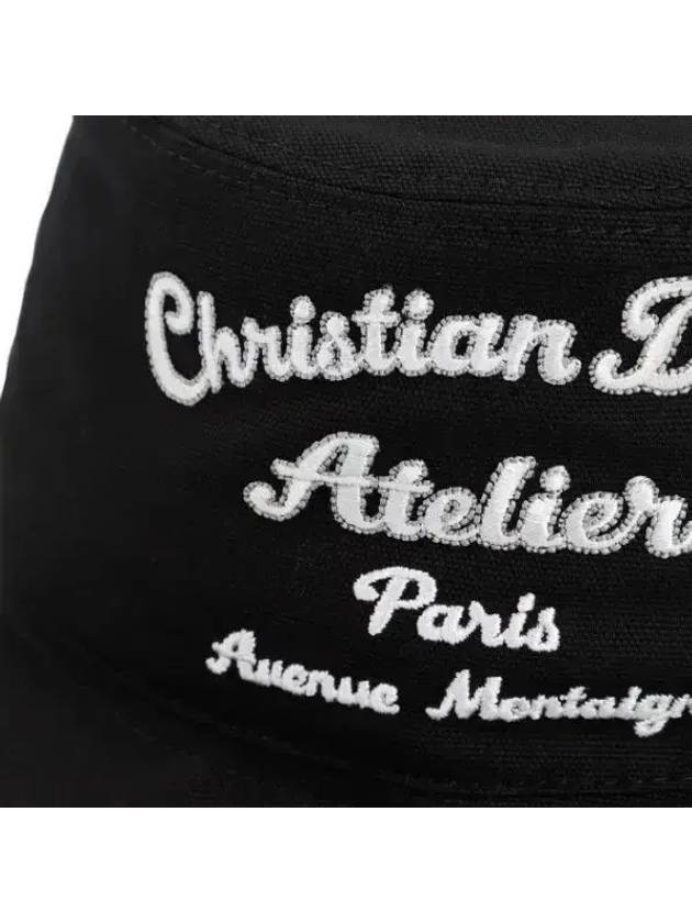 Atelier Embroidered Cotton Canvas Bucket Hat Black Dior