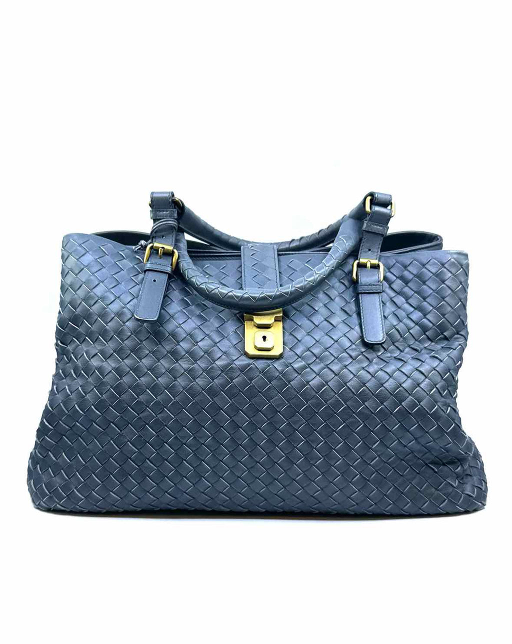 BOTTEGA VENETA Grey Leather Woven Handbag