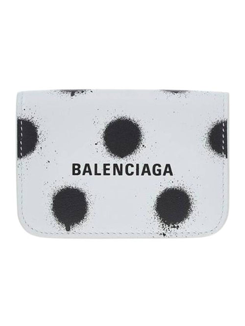 Balenciaga Spray Polka Dot Half Wallet White