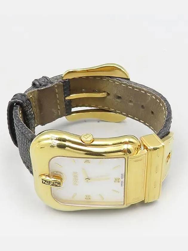 Fendi 3800G B N 3P diamond gold plated mother of pearl leather band unisex watch