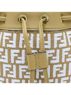 Fendi Mon Tresor Raffia Small Bucket Bag White