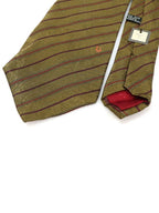 100 silk olive green striped pattern tie Dior