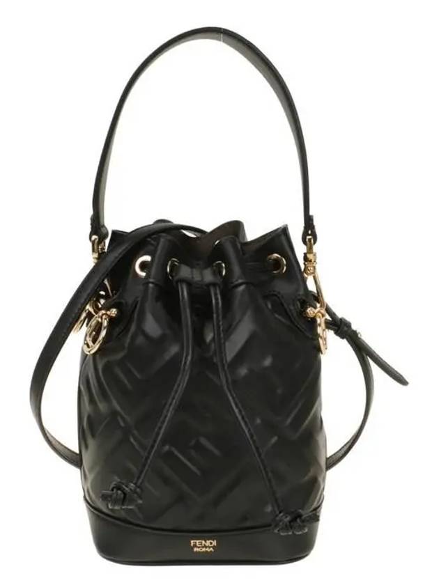 Fendi Mon Tresor FF Motif Leather Mini Bucket Bag Black