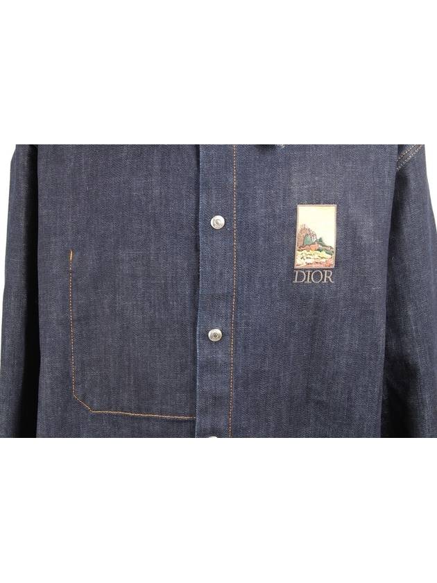 x Kim Jones Kerouac Logo Over Denim Shirt Jacket 56 Dior