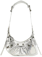 Balenciaga Metallic Le Cagol XS Lambskin Shoulder Bag Silver