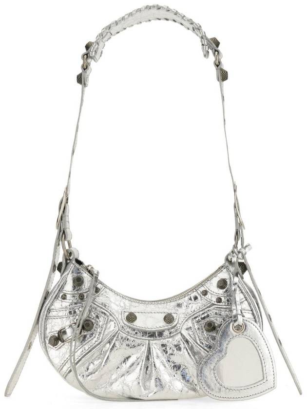 Balenciaga Metallic Le Cagol XS Lambskin Shoulder Bag Silver