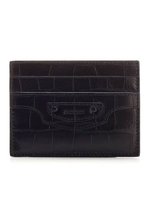 Balenciaga Neo Classic Crocodile Effect Card Wallet Black