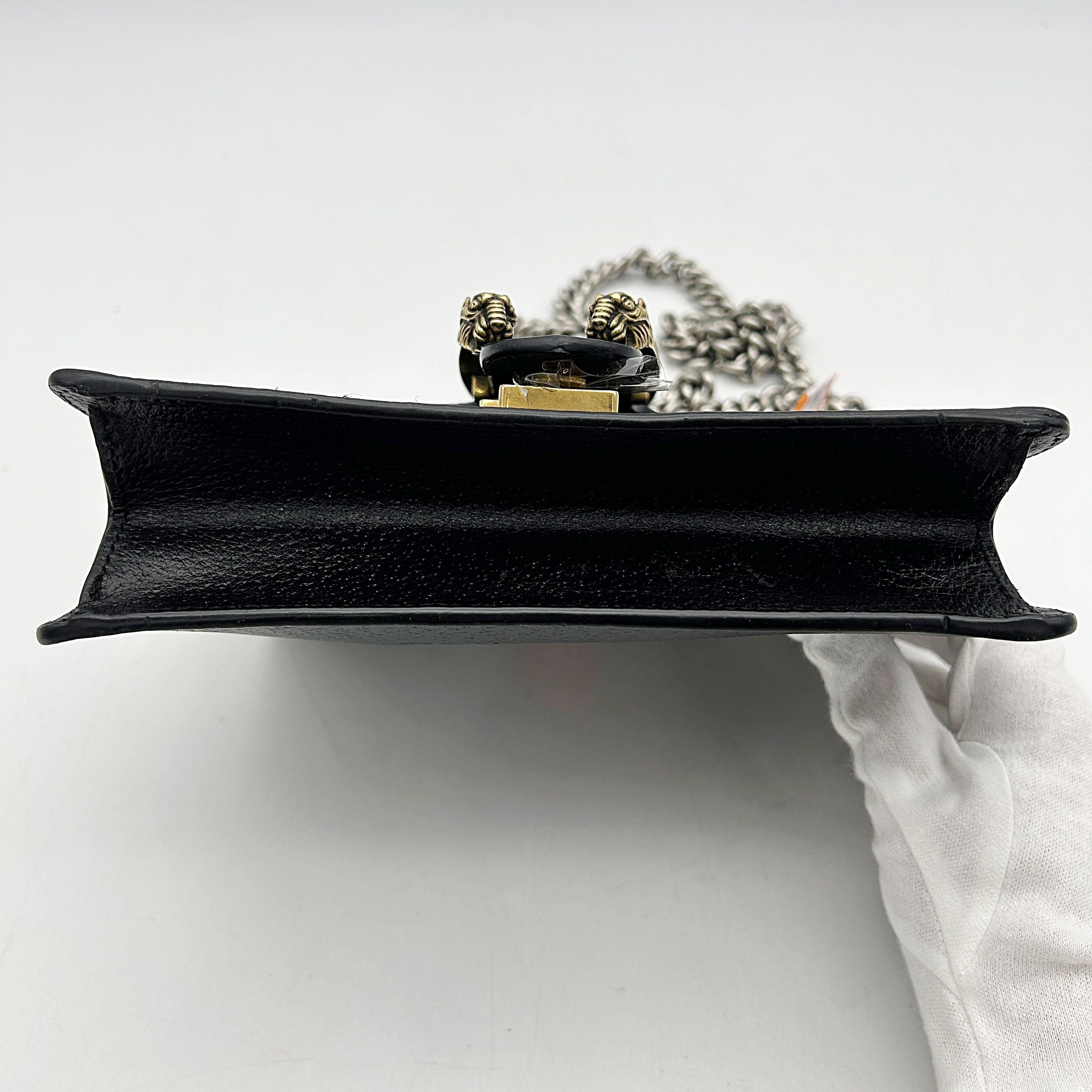 GUCCI Calfskin Web Mini Dionysus Shoulder Bag Black 2504201807
