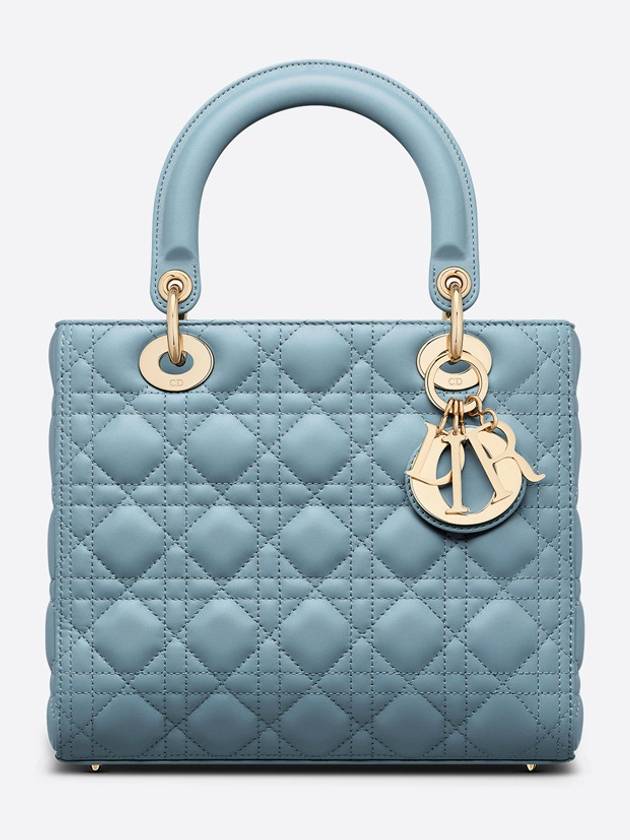 Lady Cannage Lambskin Medium Tote Bag Horizon Blue Dior