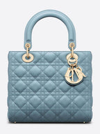 Lady Cannage Lambskin Medium Tote Bag Horizon Blue Dior