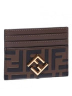 Fendi FF Logo Card Wallet Brown