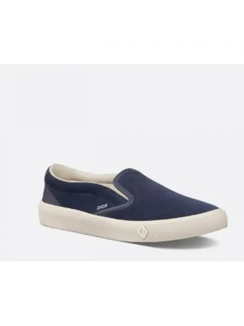 B101 Suede Smooth Calfskin Slip On Sneakers Navy Dior