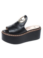 Fendi Logo Slippers Black