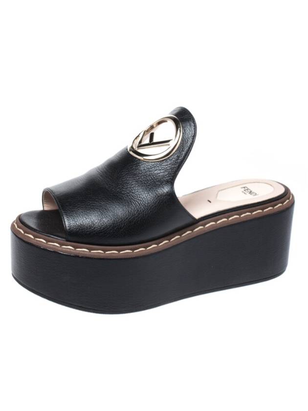 Fendi Logo Slippers Black