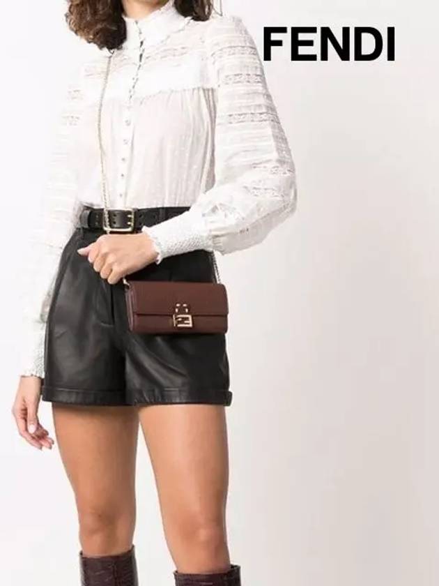 Fendi Baguette Chain Long Wallet Brown