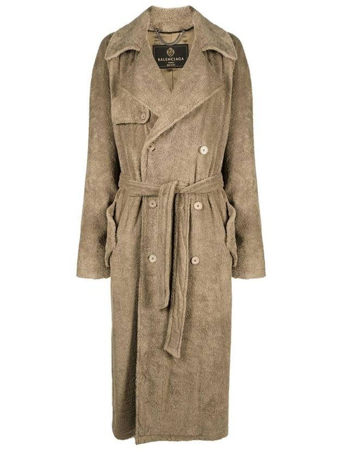 Balenciaga Terry Belted Trench Coat Green