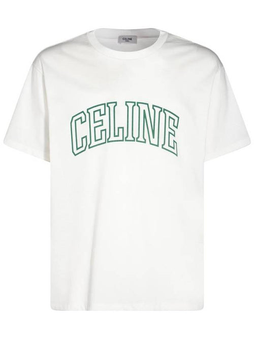 CELINE Loose Cotton Jersey Short Sleeve T-Shirt White