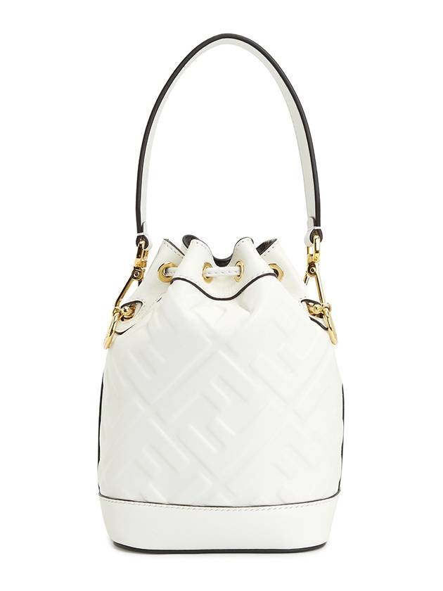 Fendi Mon Tresor FF Motif Leather Mini Bucket Bag White