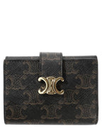 CELINE Fine Victoire Triomphe Canvas Half Wallet Tan