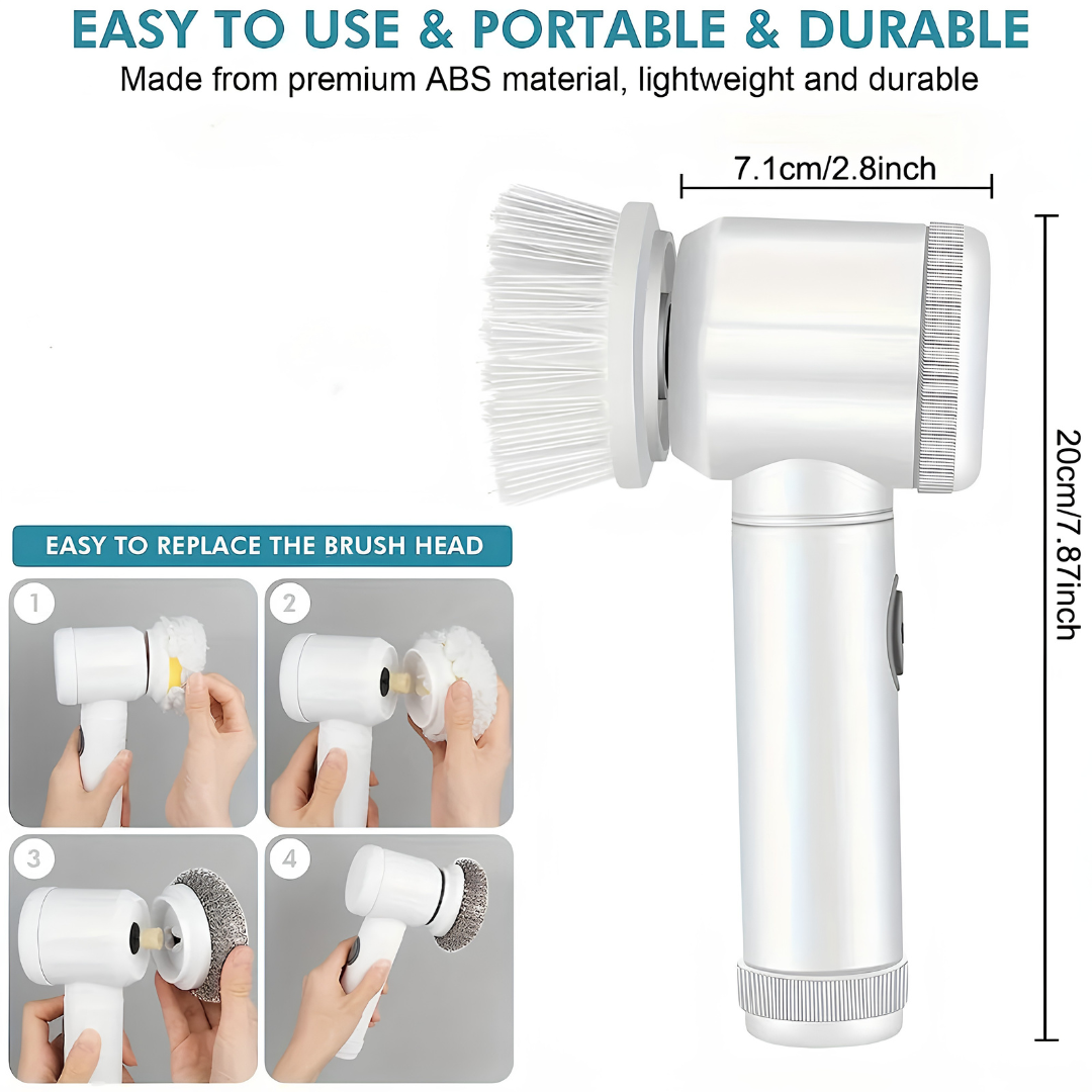Waterproof 5-in-1 Rechargeable Electric Scrub Gun