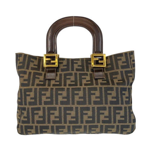 Fendi Zucca Canvas Leather Handbag