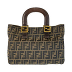 Fendi Zucca Canvas Leather Handbag