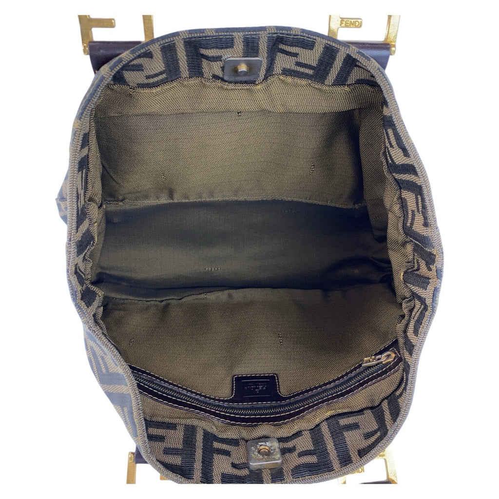 Fendi Zucca Canvas Leather Handbag
