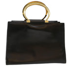 CELINE Hand Bag Leather Black  50187