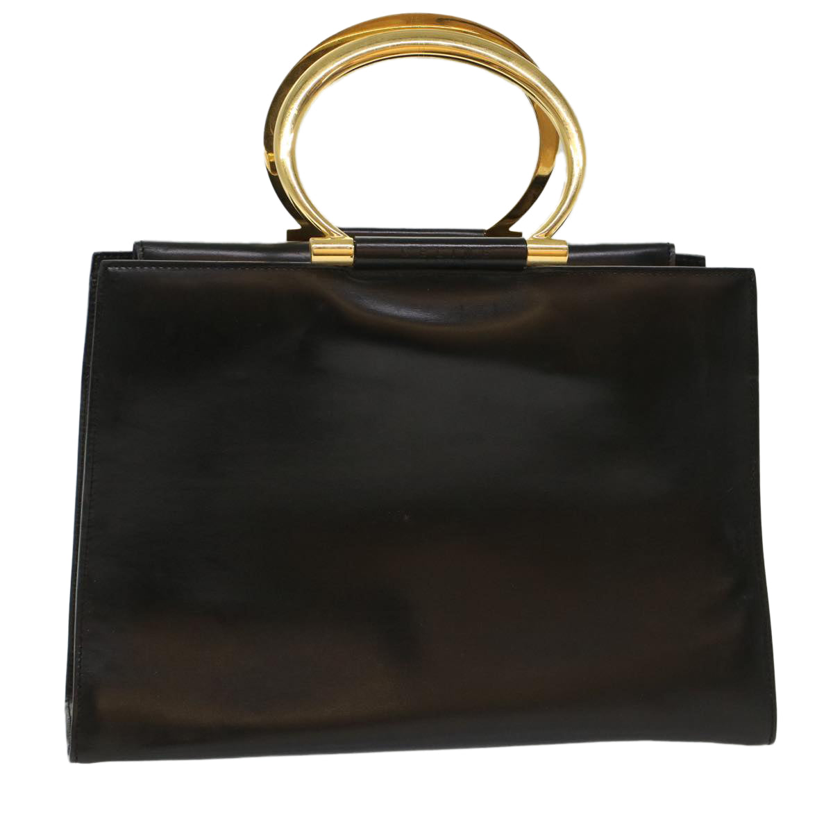 CELINE Hand Bag Leather Black  50187