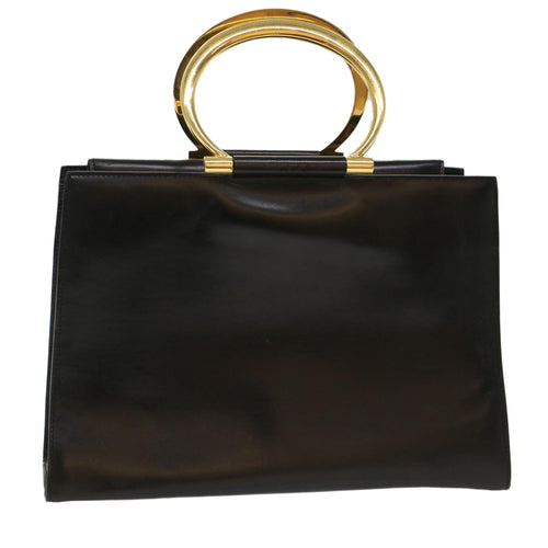 CELINE Hand Bag Leather Black  50187