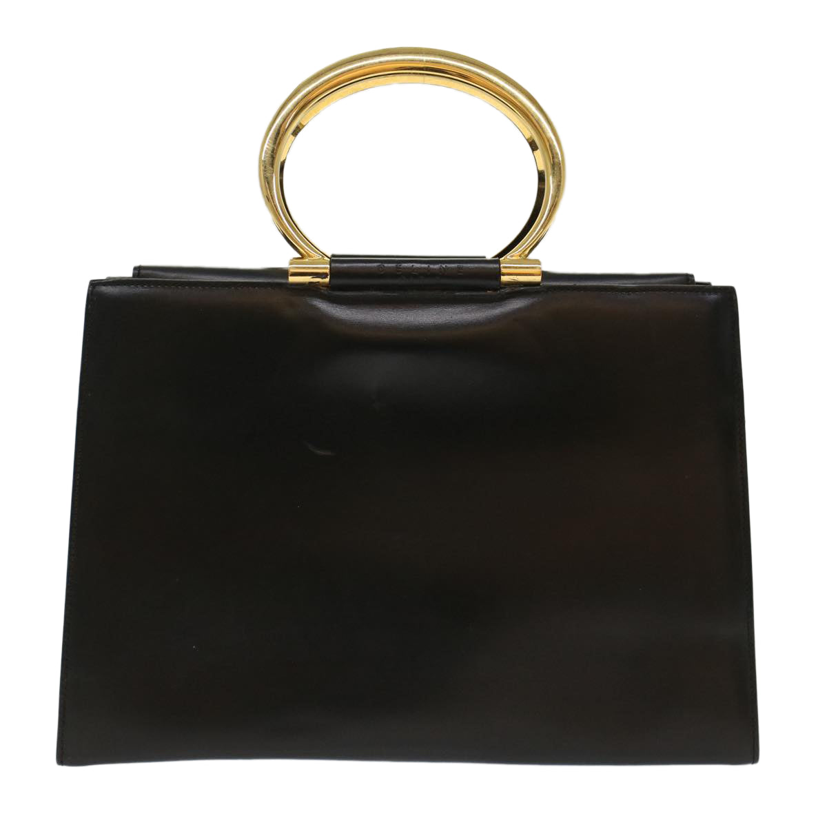 CELINE Hand Bag Leather Black  50187