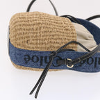 Chloe Woody Shoulder Bag Straw Canvas Beige 50195