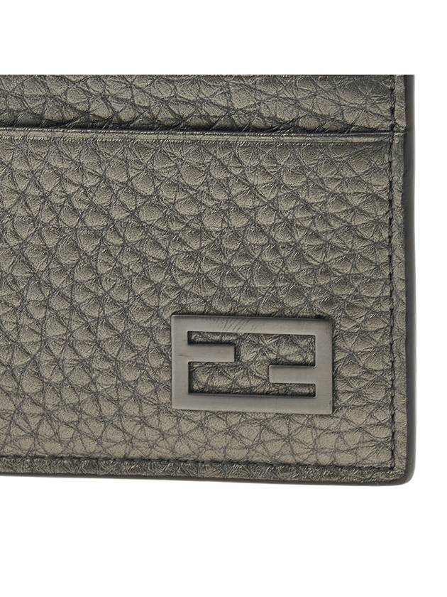 Fendi FF Baguette Logo Leather Card Wallet Grey
