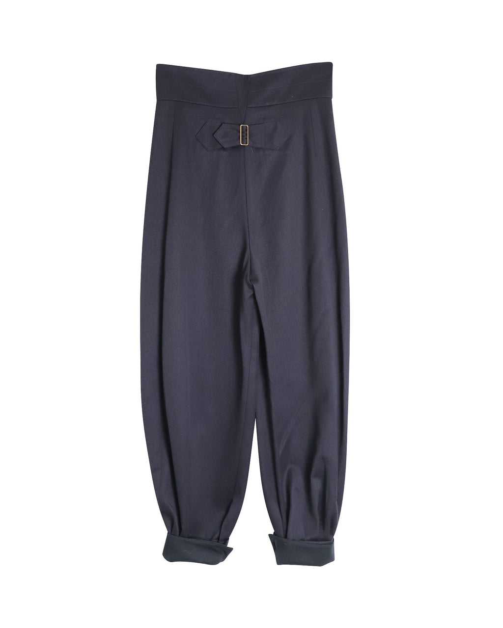 Chloe Tapered Leg Pants in Navy Blue Lana Vergine