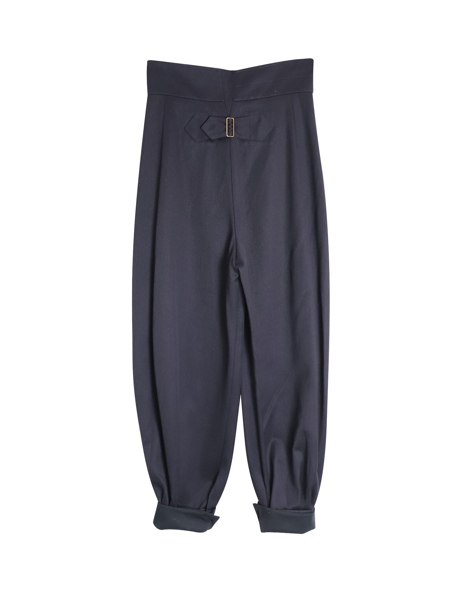 Chloe Tapered Leg Pants in Navy Blue Lana Vergine