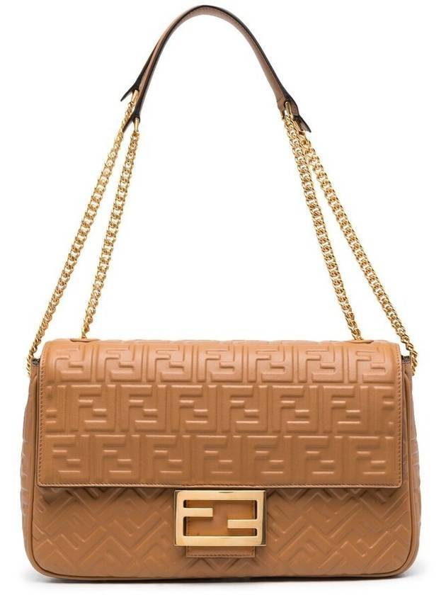 Fendi Baguette Chain Large Nappa Leather Shoulder Bag Brown