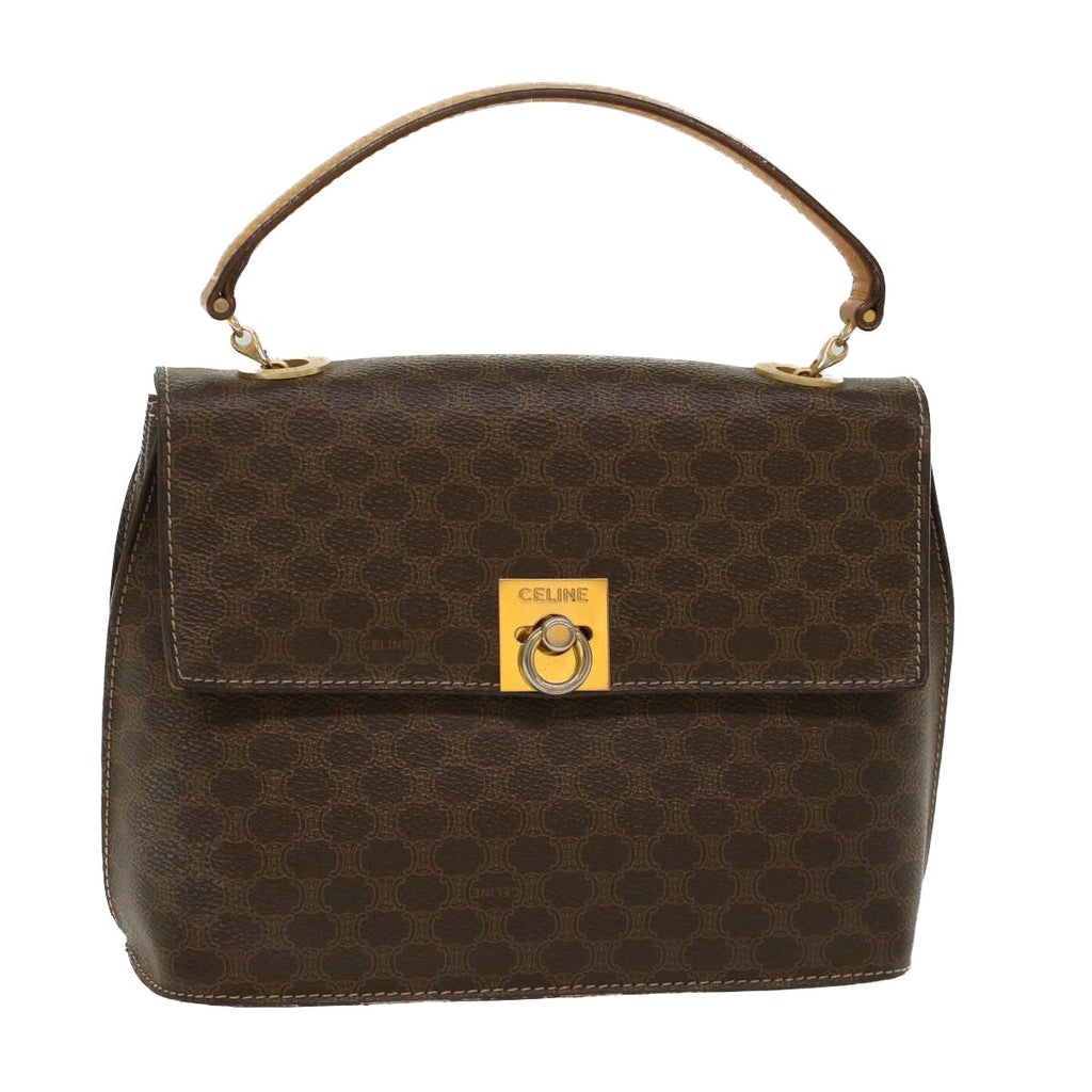 CELINE Macadam Canvas Hand Bag PVC Leather Brown  50557