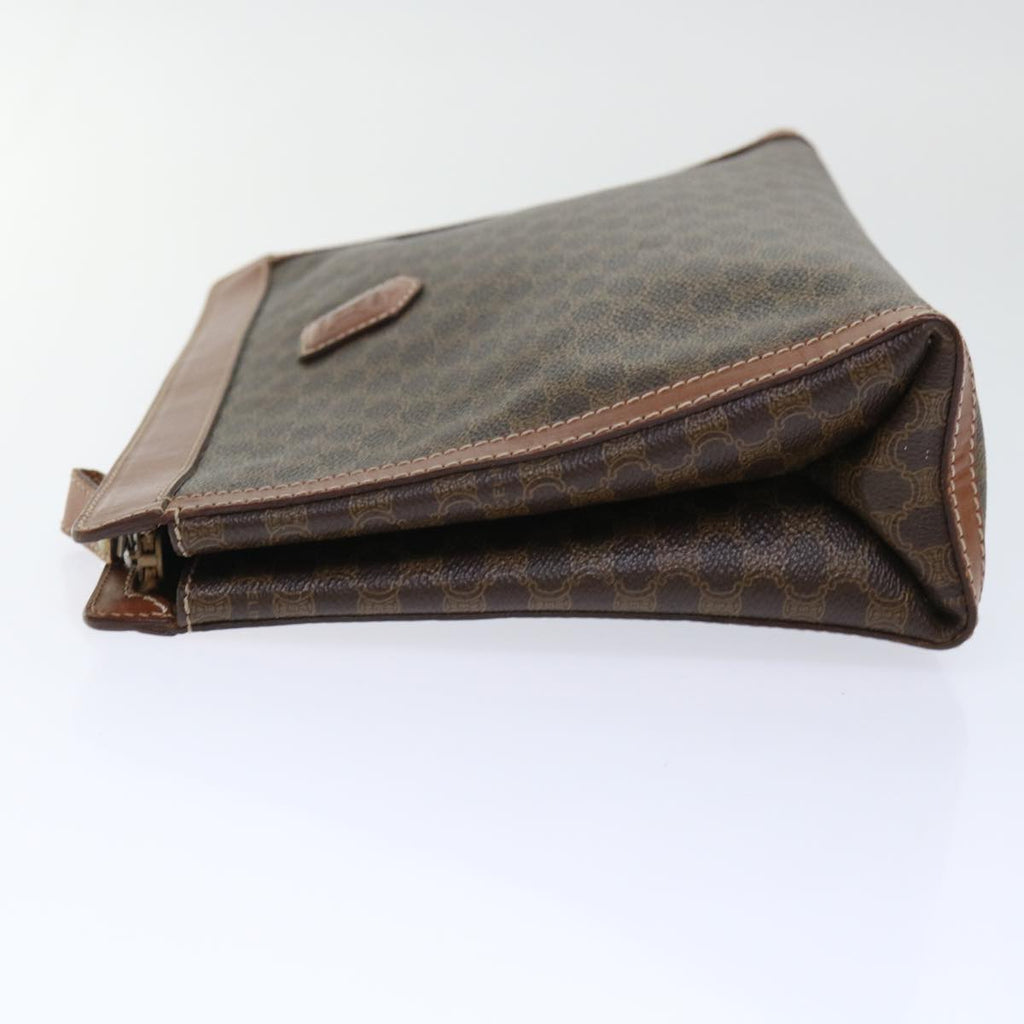 CELINE Macadam Canvas Clutch Bag PVC Leather Brown  50614