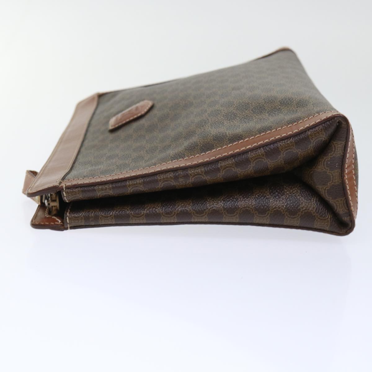 CELINE Macadam Canvas Clutch Bag PVC Leather Brown  50614