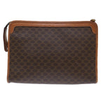 CELINE Macadam Canvas Clutch Bag PVC Leather Brown  50615