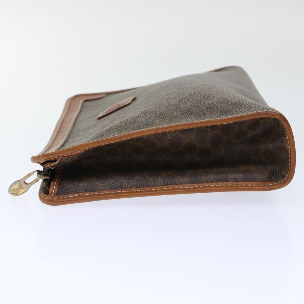 CELINE Macadam Canvas Clutch Bag PVC Leather Brown  50615