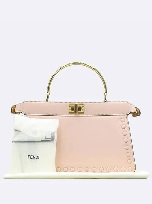 Fendi 8BN323 Pink color Peekaboo I SEE U IC gold handle tote bag